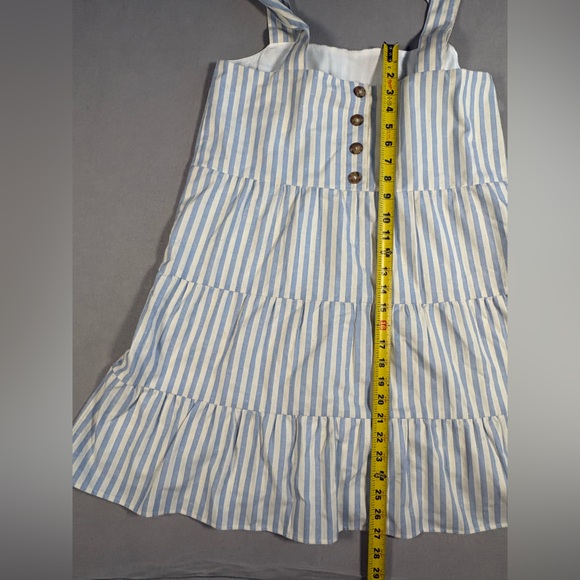 Sezane NWT Anne Swiss Dot Cotton Blue Striped Dress Size 8 - Picture 9 of 12